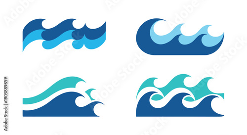 Ocean Wave Line art colorful digital illustration