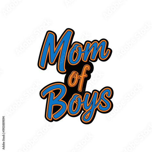 Mom of Boys Sporty Collegiate Style Text