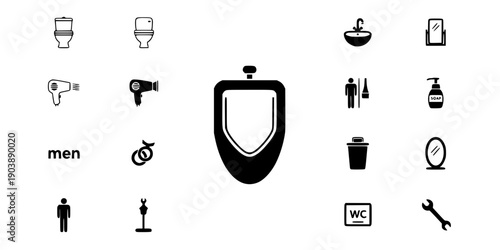 Male Urinal Bathroom Facility Icon Sign