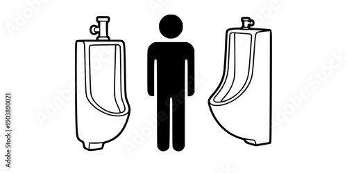 Male Urinal Bathroom Facility Icon Sign