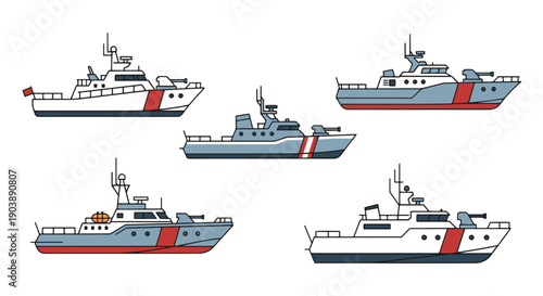 Patrol Boat Line art luxury color outline design