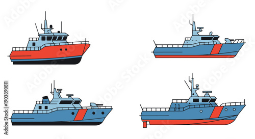 Patrol Boat Line art color clean design