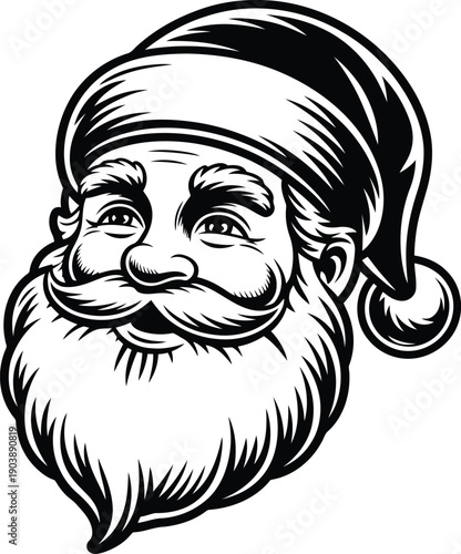 A cheerful santa claus with a big smile and a red hat.