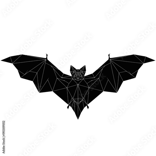 Geometric bat with polygonal design and wings spread wide