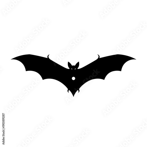 Black bat silhouette flying in darkness with wide wings spread