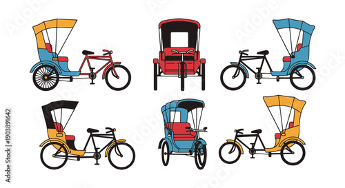 Rickshaw Line art digital illustration