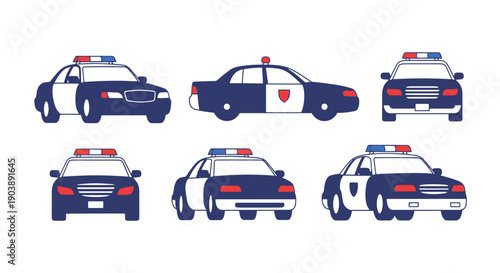 Police Car Line art color vector minimal style
