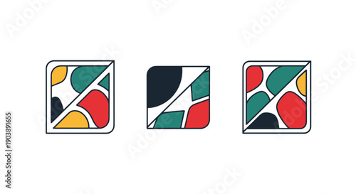 Pocket Squares Line creative color filled design