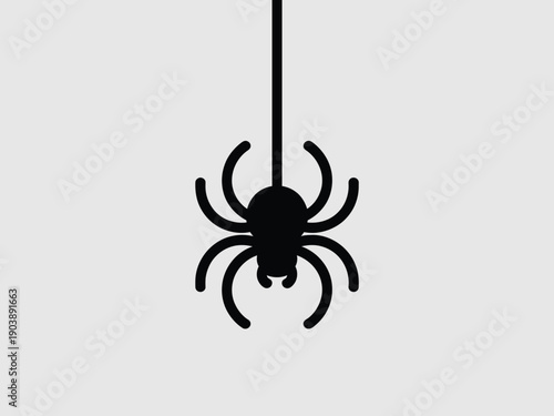 Black spider silhouette on white background with dramatic lighting for halloween design