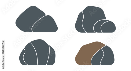 Rock Line art vector colorful modern style