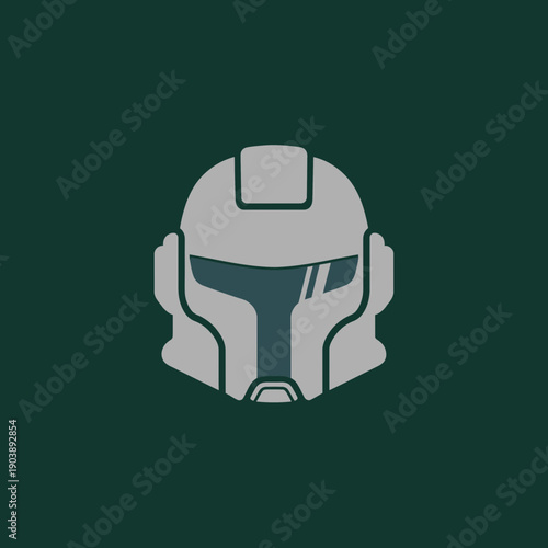 Illustration of a futuristic helmet with a visor and sleek design.