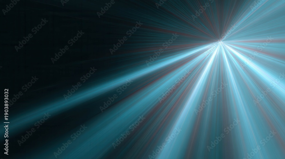 Obraz premium Dynamic teal light rays radiating forward