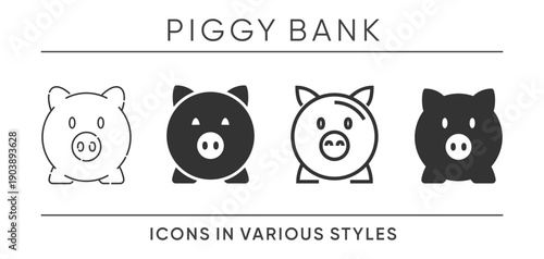 Piggy Bank Icons Set for Budget and Savings