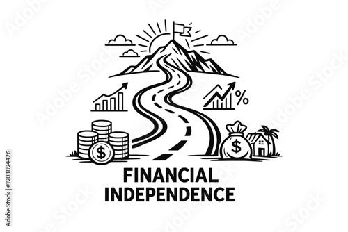 Path to financial independence - money, investments, growth, security, success