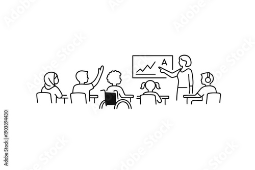 Diverse classroom learning with teacher and engaged students