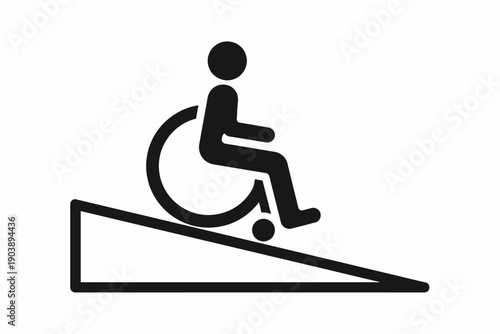 Accessible icon: wheelchair user on ramp for disability inclusivity