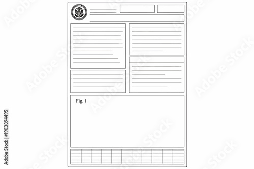 Blank government document with header and grid layout