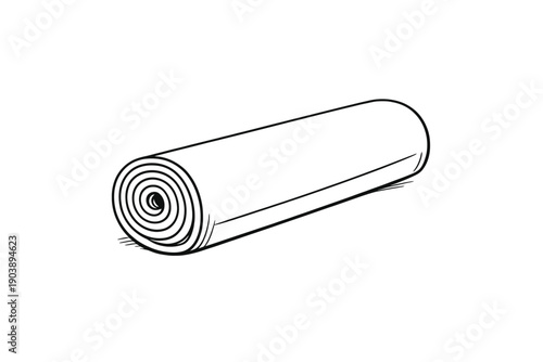 Rolled yoga mat on reflective surface