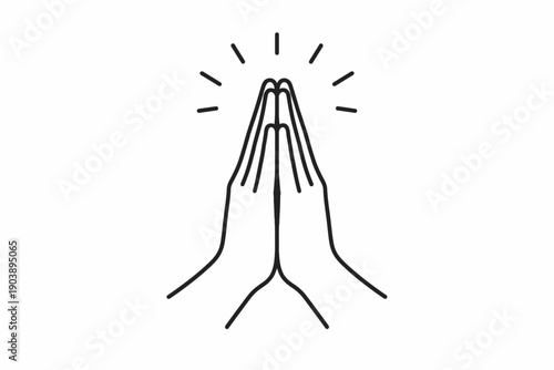 Line art of praying hands symbolizing spirituality and peace