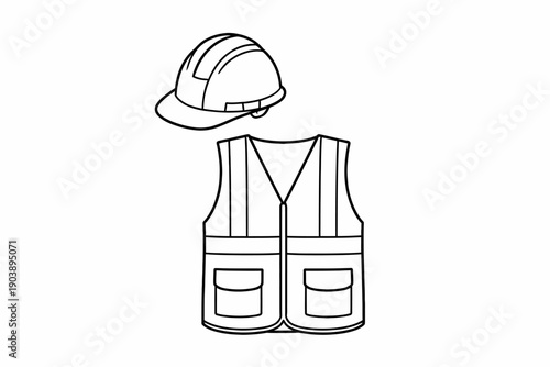 Drawing of a hard hat and safety vest for construction safety awareness