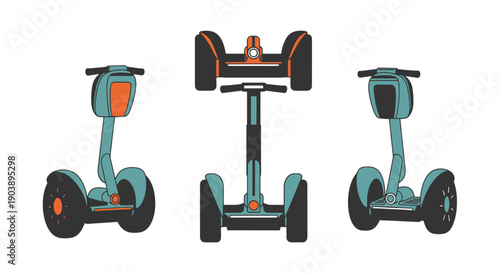 Segway Line art flat illustration