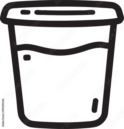 Vector icon yogurt cup four styles black solid glyph outline minimal flat multicolor filled cartoon flat shaded.