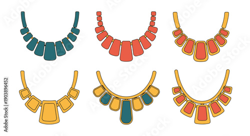 Statement Necklaces line art illustration