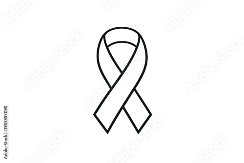 Black awareness ribbon on gray background symbolizing mourning or support