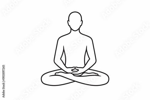 Minimalist outline of person meditating in lotus position