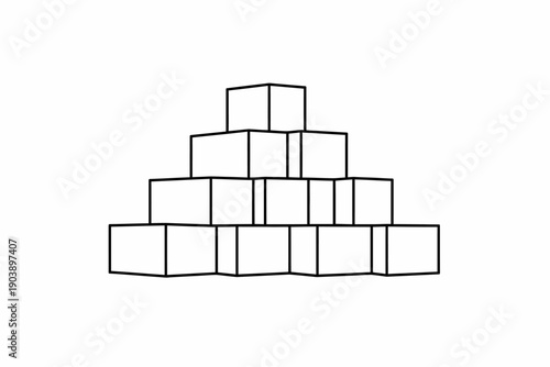 Abstract geometric cube structure on white background
