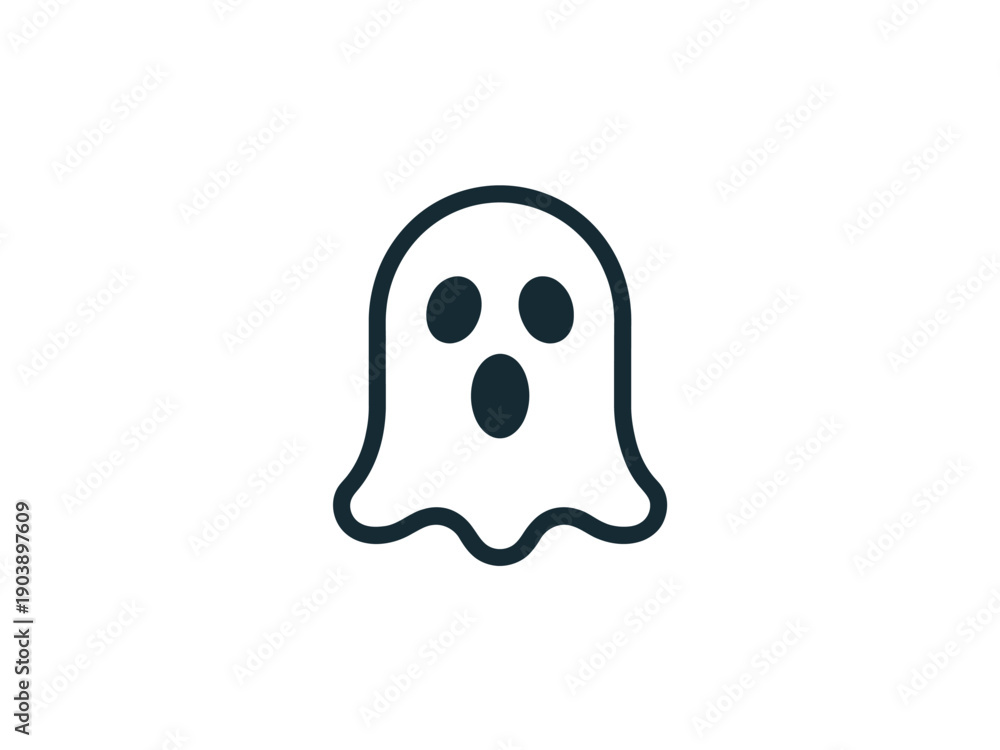 Obraz premium Ghost Icon in Simple Minimalist Design with Dark Blue Color on White Background for Web Graphics