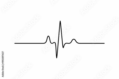 Minimalist heartbeat line drawing on white background