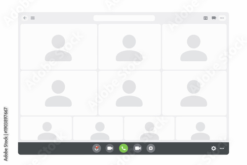 Virtual meeting interface with user icons and interactive buttons