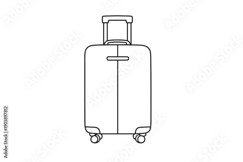 Outline of a wheeled suitcase on textured gray background