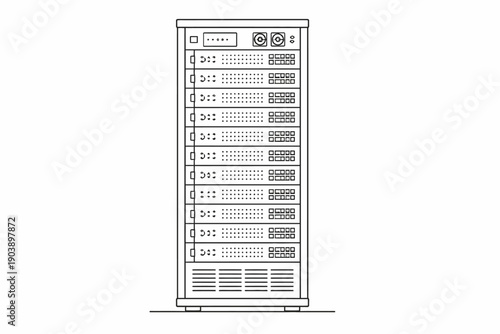 Data center server rack with multiple units and control panel