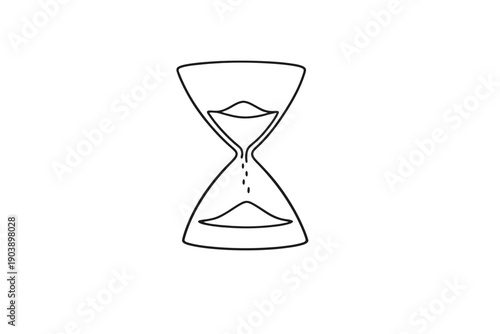 Simplistic black and white hourglass icon with subtle gradient background