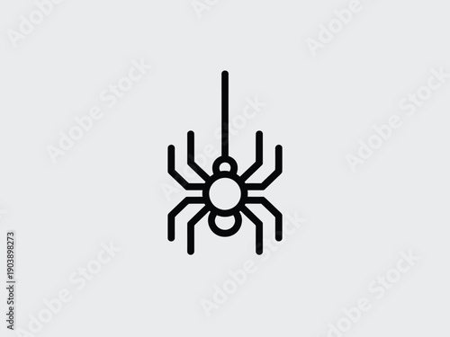 Simple Spider Icon in Minimalist Style with Black Color on White Background for Web Design