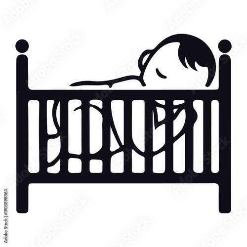 Baby Sleeping Peacefully in a Crib Silhouette
