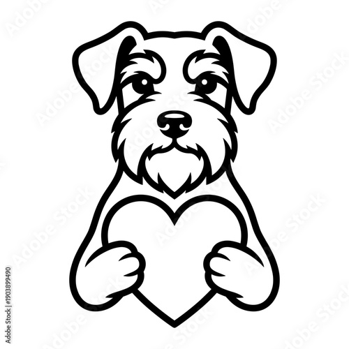 Miniature Schnauzer Dog with Heart