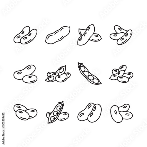 Collection of Hand Drawn Bean Icons and Illustrations