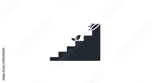 Black Staircase with Leaves Growing Up.