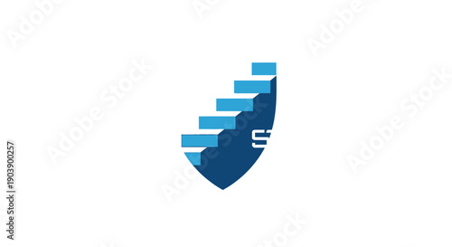 Blue Shield Icon With Bars.