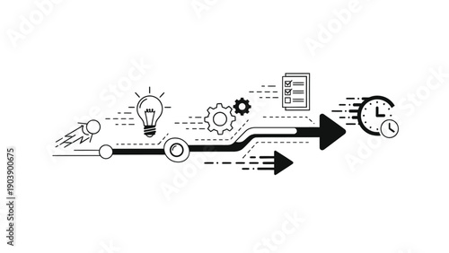 Business strategy workflow and productivity timeline concept illustration.