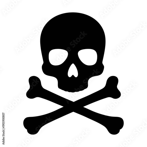 A black skull and crossbones icon in silhouette mode on a transparent background