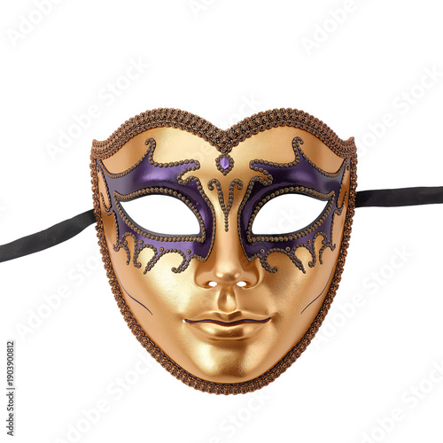 Colorful Mask Displayed on Green Ribbon for Celebration or Festival