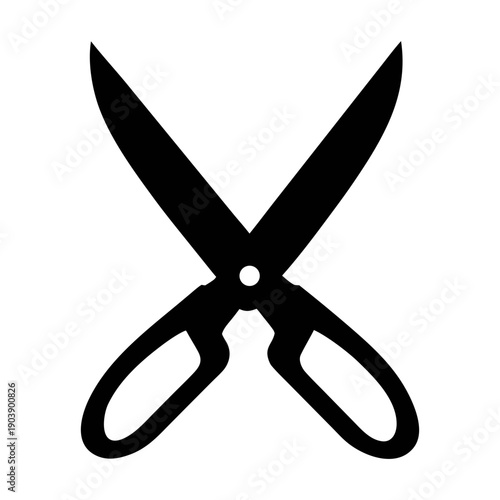 A pair of black scissors icon in silhouette mode on a transparent background