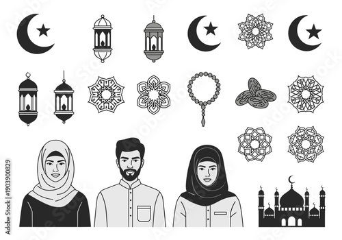 A minimalist illustration of a woman in a hijab, exuding confidence and cultural pride, ideal for diversity-focused content.