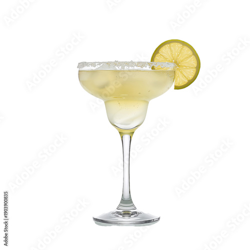 Refreshing Margarita Served in a Tall Glass With a Lime Slice at a Summer Gat...