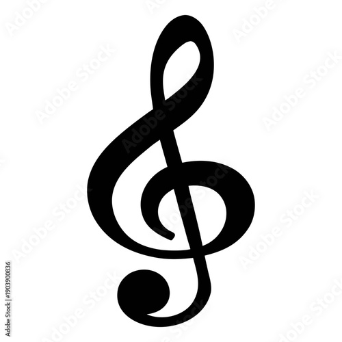 A minimalist treble clef musical symbol in silhouette mode