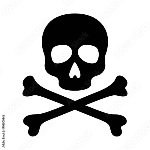 A black skull and crossbones icon in silhouette mode on a transparent background